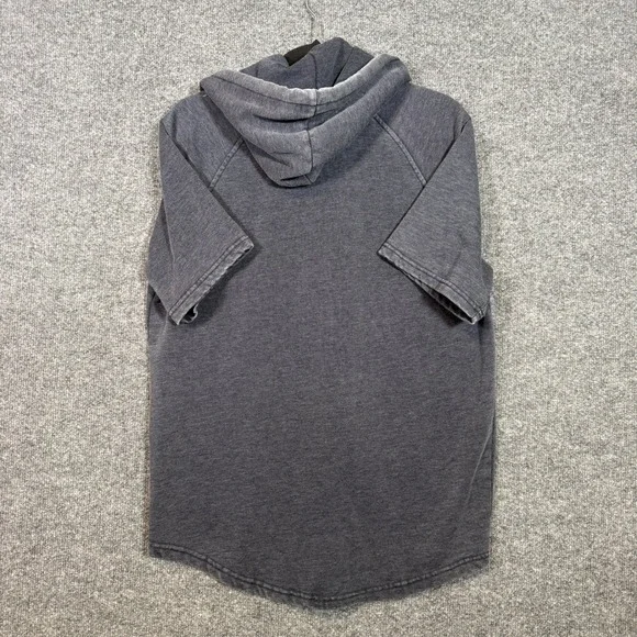 Lucky Brand Venice Burnout Henley Hoodie Mens Medium Blue Short Sleeve Pullover - Picture 8 of 10